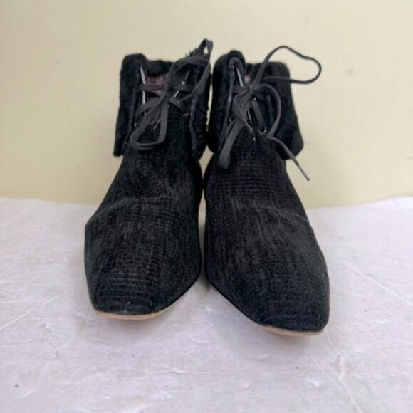 PHILIPPE MODEL Paris Chenille Leather Faux Fur Lace Up Booties Shoes Luxury 39 - Picture 7 of 15